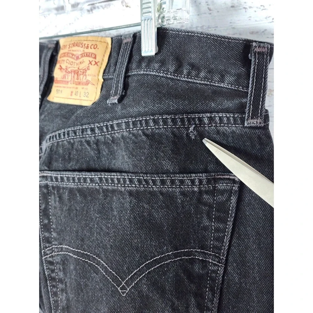 Vintage Levis 501 Jeans Mens 40x32 Original Fit Black Wash Button Fly Denim